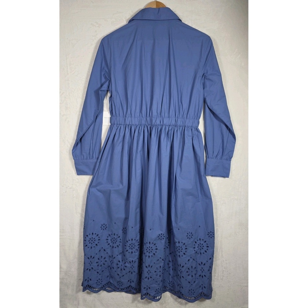 Free Assembly Blue Eyelet Shirt Dress Cotton Midi Button Front S NWT - Picture 3 of 11